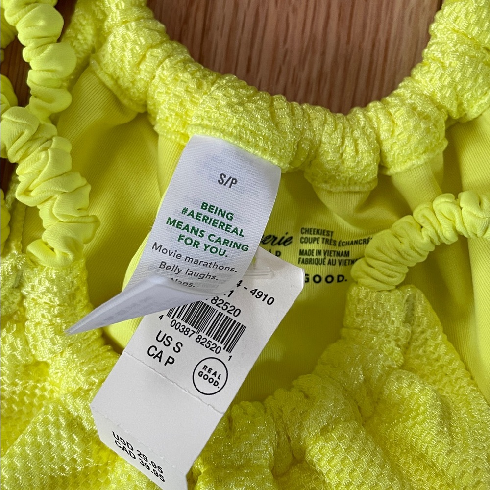 Aerie Triangle Bikini Set Womens Medium Yellow Swim Tie Strap NWT - Picture 8 of 10